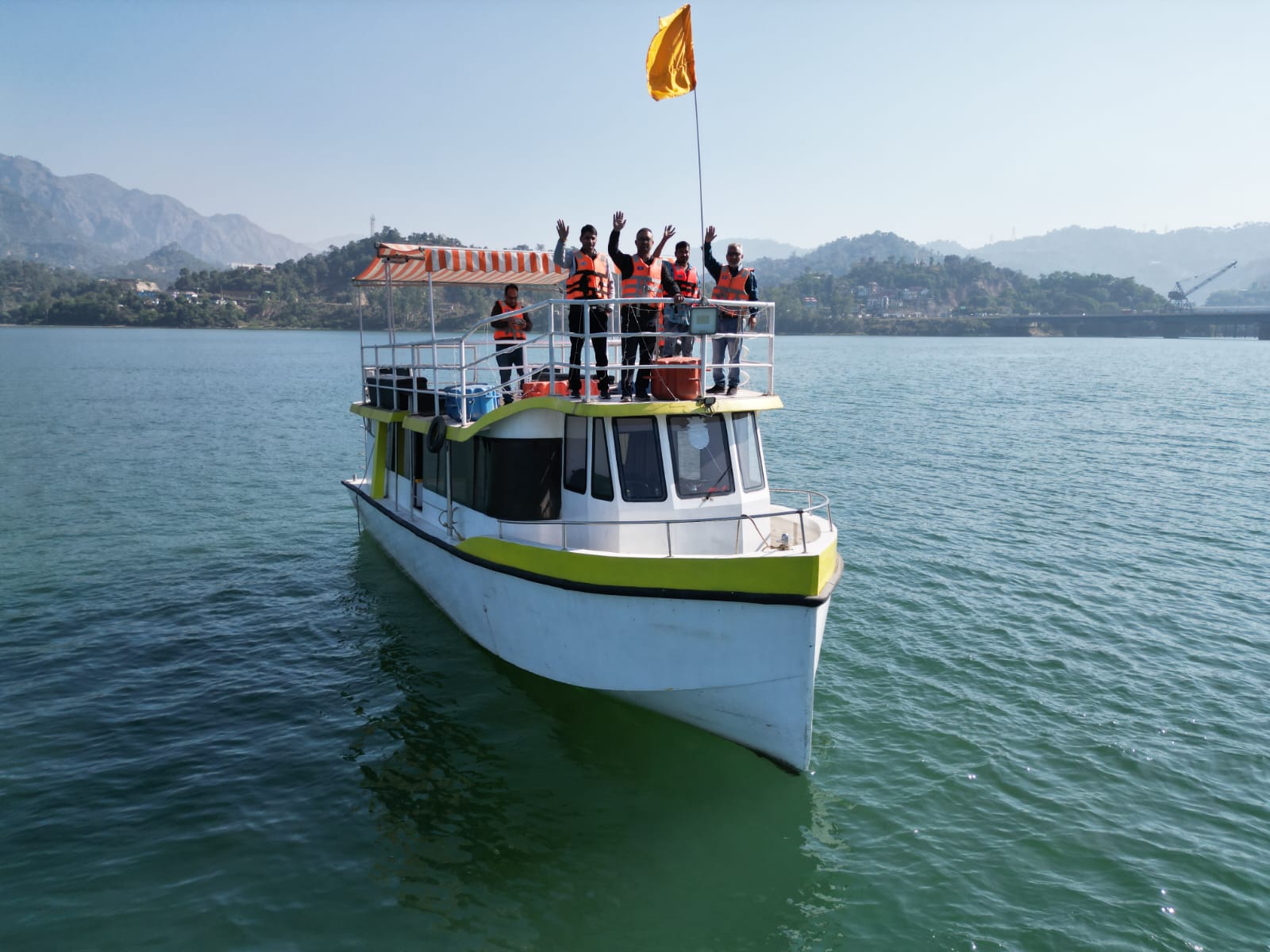 Guests wearing safety jackets on the Himalayan Adventure luxury cruise
